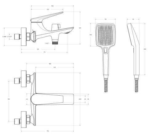 Смеситель Cezares LINER LINER-VD-GM настенный оружейная сталь - фото 2
