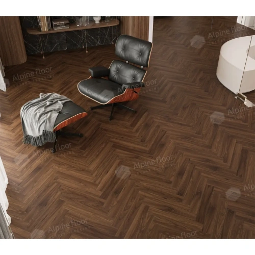 Ламинат Alpine Floor Herringbone 12 LF105-12 Орех Трентино толщина 1.2 см 34 класс 600х100 - фото 2