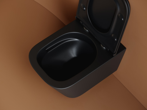 Унитаз подвесной Ceramica Nova UNION CN4009TMB черный матовый с сиденьем микролифт безободковый смыв торнадо - фото 5