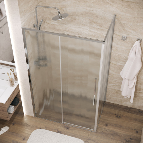 Душевая перегородка Grossman Galaxy 200.K33.01.90.10.02 90х195 стекло текстурное профиль хром глянцевый - фото 5