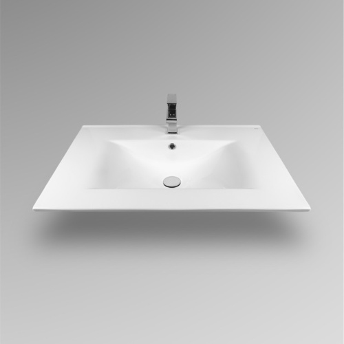 Раковина из сантехнического фарфора Bond Cube S05-800 80х46 встраиваемая цвет белый глянцевый 1 отверстие под смеситель - фото 2