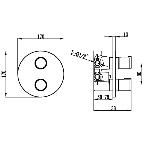Смеситель для ванны и душа LeMark Yeti LM7828C встраиваемый в стену хром с термостатом - фото 2