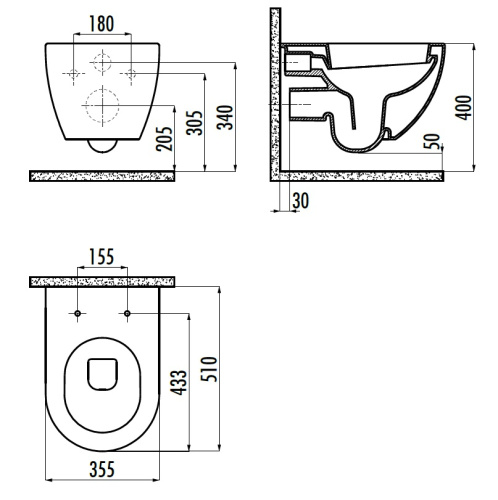 Чаша унитаза подвесная Creavit Free FE320-00CB00E-0000 цвет белый без сиденья душевой смыв - фото 2