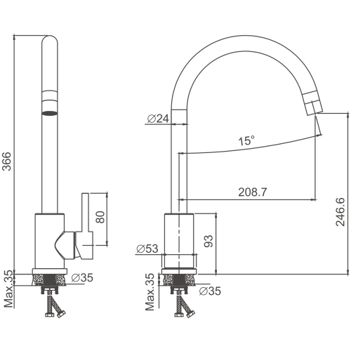 Смеситель для кухни BELZ B70810-5 на мойку золото - фото 2