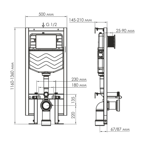Инсталляция для унитаза WasserKRAFT Vils 56TLT.010.ME.BN02 - фото 2
