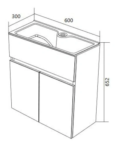 Тумба с раковиной 1MarKa Mira У75328 60х30х65 подвесная цвет белый - фото 2
