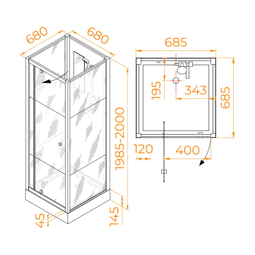 Душевая кабина RGW Andaman 411320777-95 70x70 квадратная без крыши ориентация универсальная - фото 2
