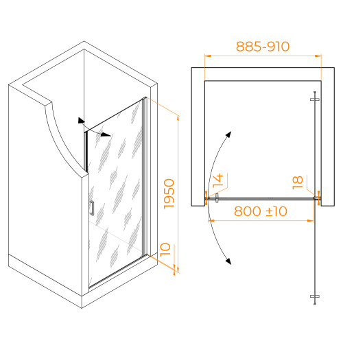 Душевая дверь RGW Leipzig 351200309-110 90х195 стекло прозрачное профиль сатин - фото 2