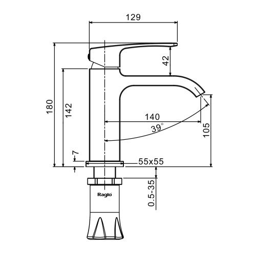Смеситель Raglo R02 R02.10.03 на раковину сатин золотой - фото 2