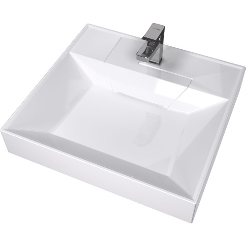 Раковина из литьевого мрамора Stworki Дублин RSD550 60х55 над стиральной машиной цвет белый 1 отверстие под смеситель - фото 5