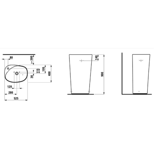 Раковина керамическая Laufen Palomba 53 см 8.1180.3.400.104.1 напольная цвет белый 1 отверстие под смеситель - фото 2