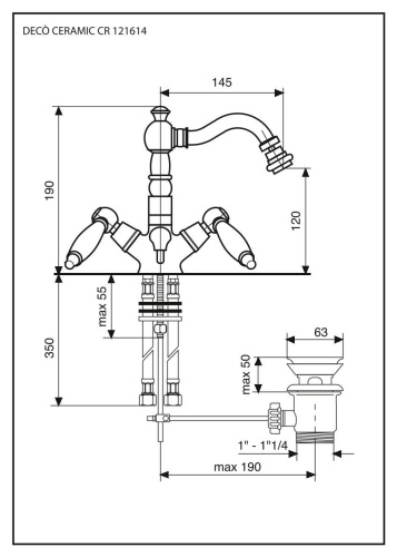 Смеситель Emmevi Deco Ceramic 121614/CR на биде хром - фото 2