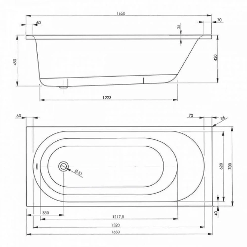 Ванна акриловая Vagnerplast Kasandra VPBA165KAS2X-04 165х70 пристенная прямоугольная без каркаса - фото 2