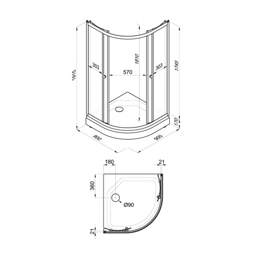 Душевой уголок Тритон Стандарт Щ0000061805 90х90 стекло прозраное с рисунком профиль белый с поддоном - фото 2