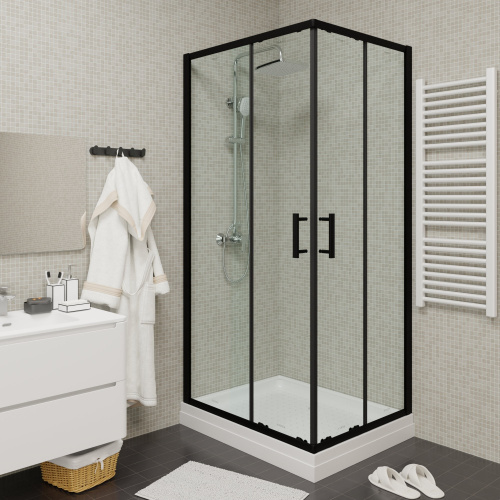 Душевой уголок Parly ZQ121B 120х80 стекло прозрачное профиль черный с поддоном - фото 4