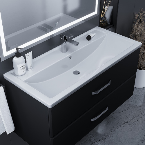 Раковина из литьевого мрамора Uperwood Foster 291020344 100х46 полувстраиваемая цвет белый - фото 3