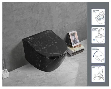 Унитаз подвесной Cerutti SPA CT9531 черный с сиденьем микролифт безободковый смыв торнадо