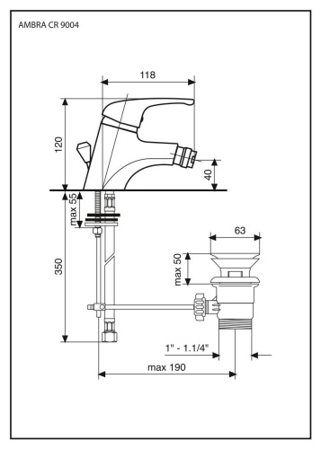 Смеситель Emmevi Ambra 9004/BC на биде белый/хром - фото 2