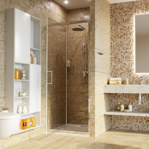 Душевая дверь Wasserkraft Salm 27I 27I04 90х200 стекло прозрачное профиль хром глянцевый - фото 2