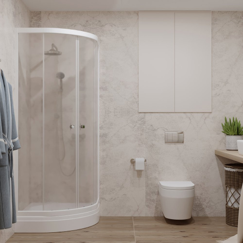 Душевой уголок Тритон Ультра Щ0000061796 100х100 стекло прозрачное профиль белый с поддоном - фото 4