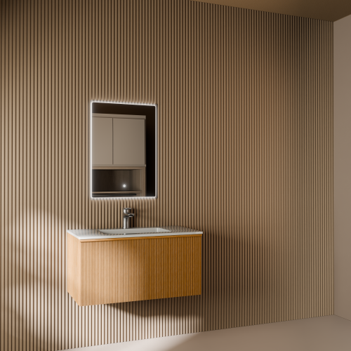 Тумба с раковиной+зеркало Art Decco Andy (Энди) AAN08W11S2MF 80x45x40 подвесная цвет белый дуб - фото 2