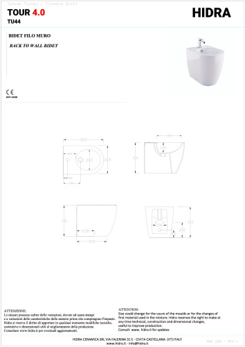 Биде Hidra Tour 4.0 TU44/001 напольное - фото 2