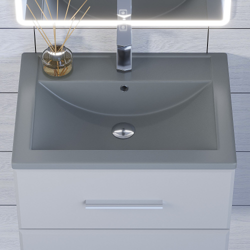 Раковина из искусственного камня Uperwood Foster Quartz 291030052 60х41 полувстраиваемая цвет серый - фото 5