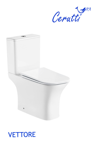 Унитаз напольный с бачком Cerutti SPA CT7192 белый с сиденьем микролифт безободковый каскадный смыв - фото 2