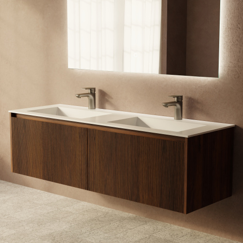 Тумба с раковиной+зеркало Art Decco Camilla (Камилла) ACM14W22D1MF 140x45x40 подвесная цвет черный орех - фото 5