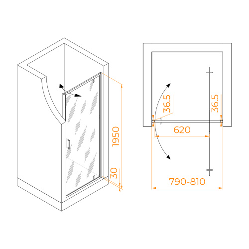 Душевая дверь RGW Leipzig 711210208-11 80х195 стекло прозрачное профиль хром глянцевый - фото 2
