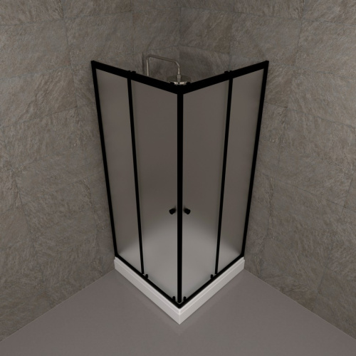Душевой уголок Тритон Вента Щ0000064629 90х90 стекло матовое профиль черный с поддоном - фото 4