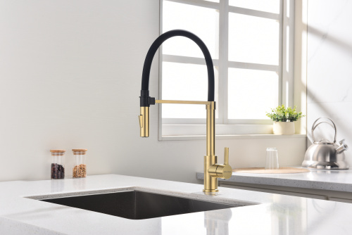 Смеситель для кухни Paulmark HALT Ha214021-LG на раковину светлое брашированное золото - фото 5