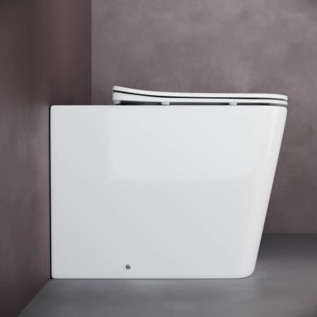 Унитаз приставной Ceramica Nova CUBIC CN1809 белый с сиденьем микролифт безободковый душевой смыв