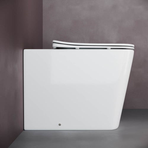 Унитаз приставной Ceramica Nova CUBIC CN1809 белый с сиденьем микролифт безободковый душевой смыв - фото 4