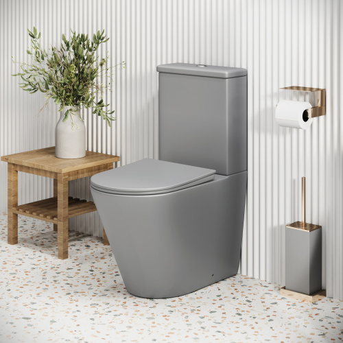 Унитаз напольный с бачком Grossman Color GR-4480GLMS светло-серый матовый с сиденьем микролифт безободковый каскадный смыв - фото 5