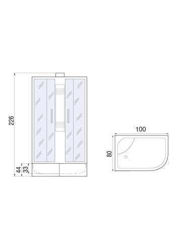 Душевая кабина River NARA Б/К XL 100/80/44 MT R -10000011841 100х80 асимметричная без крыши ориентация правая - фото 2
