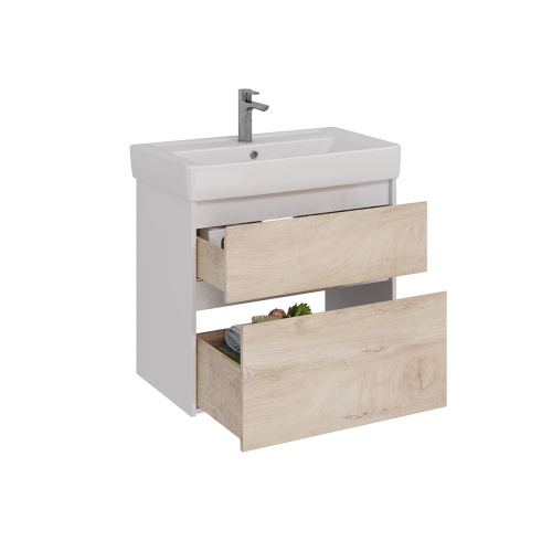 Тумба под раковину LeMark Combi LM03C80T-dub 74х44х65 напольная/подвесная цвет дуб канти/белый - фото 2