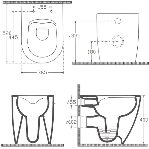 Чаша унитаза приставная Allen Brau Reality 4.32004.AN цвет черный без сиденья безободковая каскадный смыв - фото 3