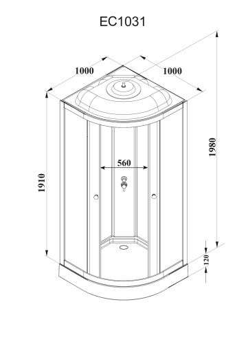 Душевая кабина Parly Classic EC1031 100х100 четверть круга с крышей ориентация универсальная - фото 4