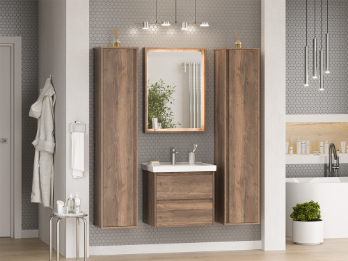 Шкаф-пенал Brevita Dallas DAL-05035-31 35х34х165 подвесной цвет коричневый - фото 5