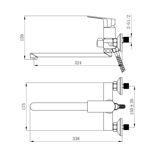 Смеситель для ванны Tokito AMA TOK-AMA-1015 настенный хром - фото 4
