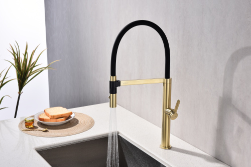 Смеситель для кухни Paulmark LEADER Le214101-LG на раковину светлое брашированное золото - фото 2