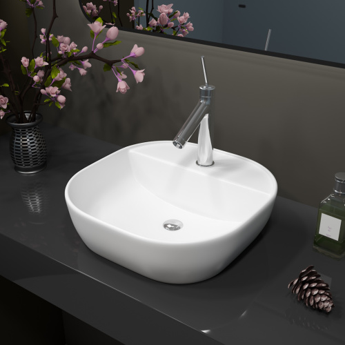 Раковина из сантехнического фарфора Teymi Solli T50207 41х41 накладная цвет белый 1 отверстие под смеситель - фото 5