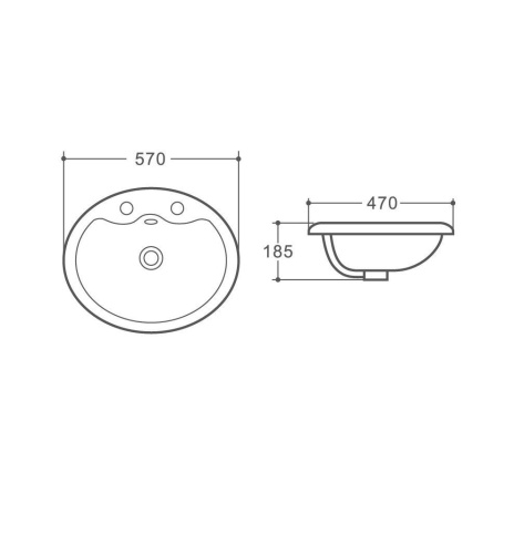 Раковина керамическая Art&Max AM6300 57х47 полувстраиваемая цвет белый - фото 2