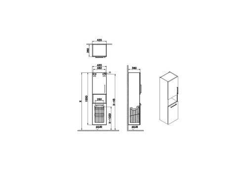 Шкаф-пенал Vitra Root 68009 42х36х155 подвесной цвет коричневый - фото 2