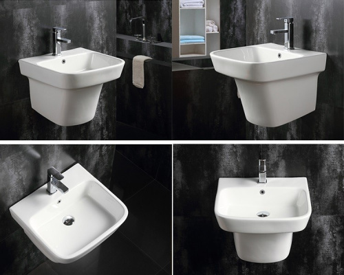 Раковина из санфаянса CeramaLux NB164 51х47 подвесная цвет белый 1 отверстие под смеситель - фото 5