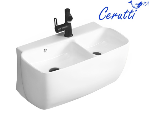 Раковина из сантехнического фарфора Cerutti SPA CT9282 67х35 подвесная цвет белый 1 отверстие под смеситель - фото 4