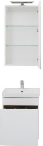 Комплект мебели: тумба с раковиной + зеркало-шкаф Aquanet София 00203648 50x46x142 напольный/подвесной цвет белый - фото 3