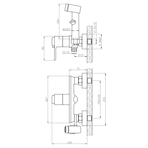 Гигиенический душ со смесителем Rossinka Rs50 RS50-52 хром - фото 2