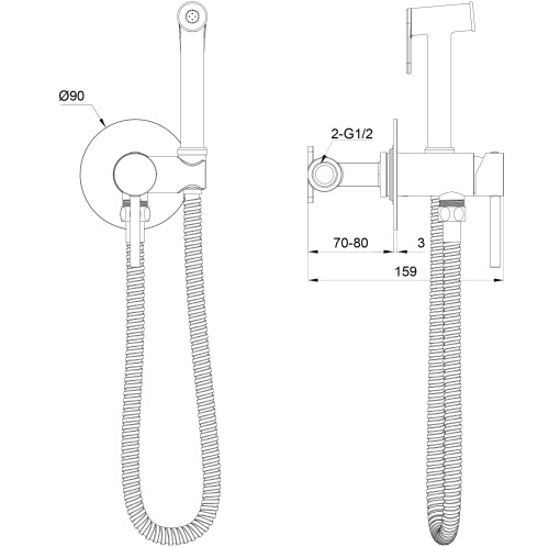 Гигиенический душ со смесителем Wonzon & Woghand Stick WW-88829902-MW белый - фото 2